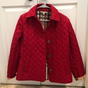 Worn once - Burberry Red Quilted Jacket